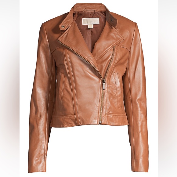 MICHAEL Michael Kors Tan Leather Jacket - Picture 2 of 13